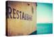 Retro Rustic Restaurant by the Sea-Mr Doomits-Premier Image Canvas