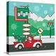 Retro Santa Driving II-Andi Metz-Stretched Canvas