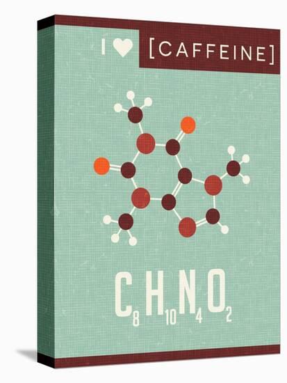Retro Scientific Poster Banner Illustration of the Molecular Formula and Structure of Caffeine-TeddyandMia-Stretched Canvas