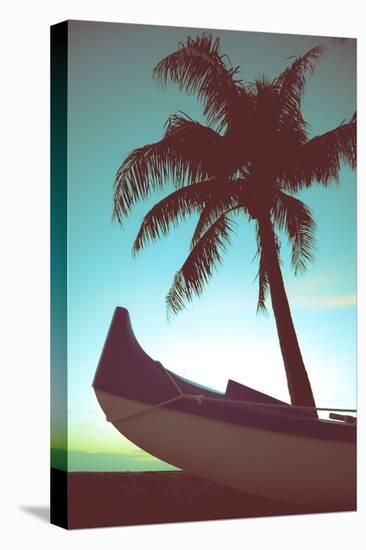 Retro Style Canoe and Palm Tree-Mr Doomits-Premier Image Canvas