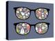 Retro Sunglasses with Christmas Time Reflection.-panova-Stretched Canvas