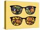 Retro Sunglasses with Halloween Reflection in It.-panova-Stretched Canvas