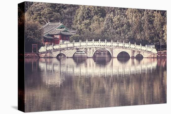 Retro Toned Picture of Suocui Bridge, Lijiang, China.-Maciej Bledowski-Premier Image Canvas