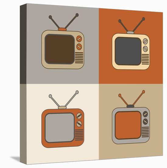 Retro Tv Set Icons-YasnaTen-Stretched Canvas