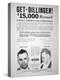 Reward Poster for John Dillinger, 1933-null-Premier Image Canvas