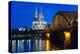 Rhine Bridge and Cathedral of Cologne Above the River Rhine at Night-Michael Runkel-Premier Image Canvas