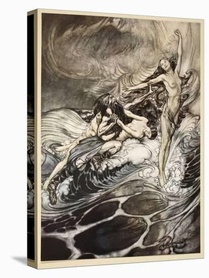 Rhinemaidens obtain possession of ring, illustration from 'Siegfried and the Twilight of Gods'-Arthur Rackham-Premier Image Canvas