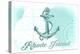 Rhode Island - Anchor - Teal - Coastal Icon-Lantern Press-Stretched Canvas