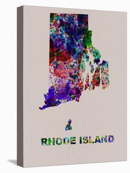 Rhode Island Color Splatter Map-NaxArt-Stretched Canvas