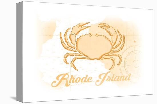 Rhode Island - Crab - Yellow - Coastal Icon-Lantern Press-Stretched Canvas