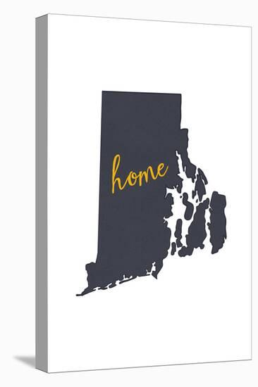 Rhode Island - Home State - Gray on White-Lantern Press-Stretched Canvas