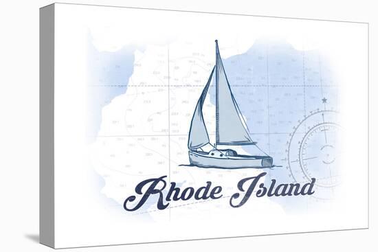 Rhode Island - Sailboat - Blue - Coastal Icon-Lantern Press-Stretched Canvas