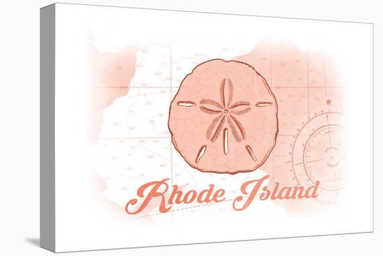 Rhode Island - Sand Dollar - Coral - Coastal Icon-Lantern Press-Stretched Canvas