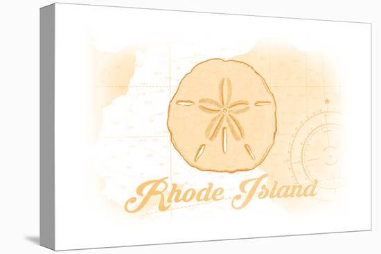 Rhode Island - Sand Dollar - Yellow - Coastal Icon-Lantern Press-Stretched Canvas