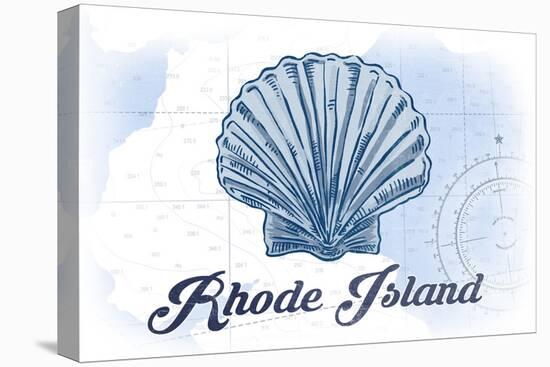 Rhode Island - Scallop Shell - Blue - Coastal Icon-Lantern Press-Stretched Canvas