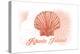 Rhode Island - Scallop Shell - Coral - Coastal Icon-Lantern Press-Stretched Canvas