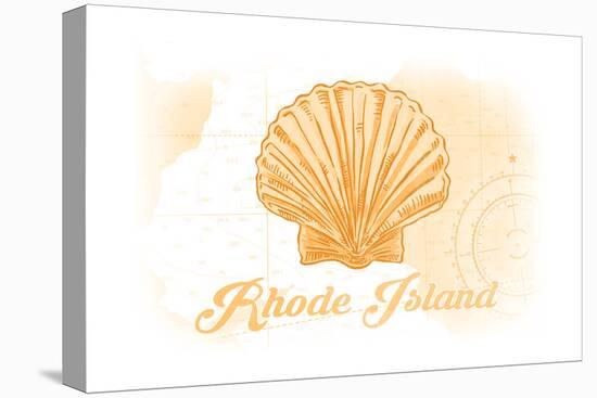 Rhode Island - Scallop Shell - Yellow - Coastal Icon-Lantern Press-Stretched Canvas