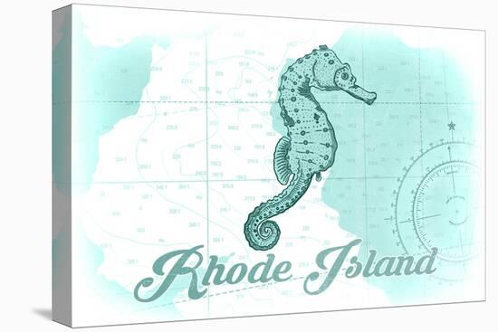 Rhode Island - Seahorse - Teal - Coastal Icon-Lantern Press-Stretched Canvas