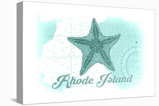 Rhode Island - Starfish - Teal - Coastal Icon-Lantern Press-Stretched Canvas