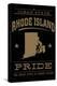 Rhode Island State Pride - Gold on Black-Lantern Press-Stretched Canvas