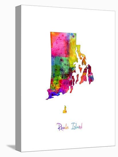 Rhode Island Watercolor Map-Michael Tompsett-Stretched Canvas