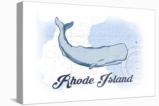 Rhode Island - Whale - Blue - Coastal Icon-Lantern Press-Stretched Canvas