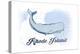 Rhode Island - Whale - Blue - Coastal Icon-Lantern Press-Stretched Canvas