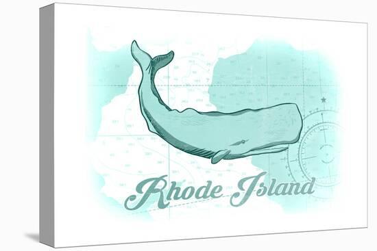 Rhode Island - Whale - Teal - Coastal Icon-Lantern Press-Stretched Canvas