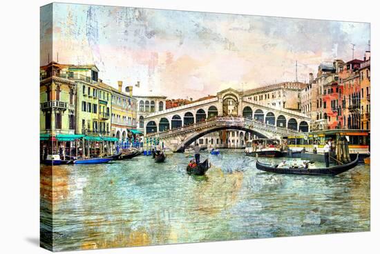 Rialto Bridge - Venetian Picture - Artwork In Painting Style-Maugli-l-Stretched Canvas