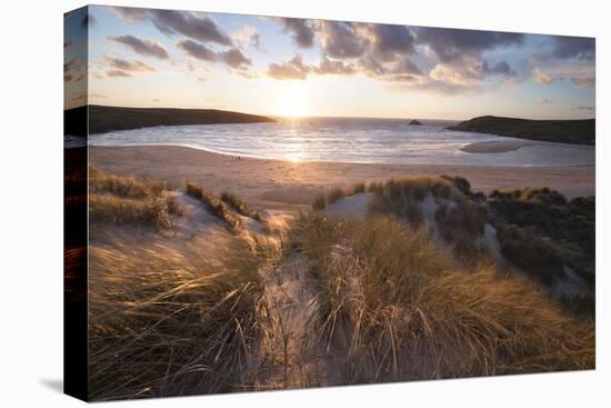 Ribbed Sand and Sand Dunes at Sunset, Crantock Beach, Crantock, Near Newquay, Cornwall-Stuart Black-Premier Image Canvas