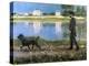 Richard Gallo and His Dog at Petit Gennevilliers, C1883-1884-Gustave Caillebotte-Premier Image Canvas
