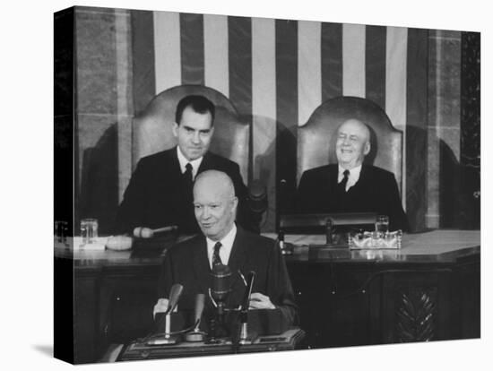 Richard M. Nixon, Sam Rayburn and Pres. Dwight D. Eisenhower During the Opening of Congress-Ed Clark-Premier Image Canvas