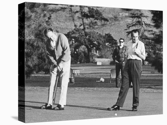 Richard Nixon Playing Golf with His Celebrity Friends Fred Macmurray and Bob Hope. Jan. 18 1970-null-Stretched Canvas