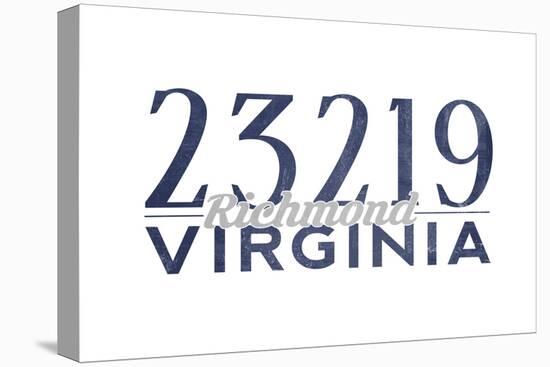 Richmond, Virginia - 23219 Zip Code (Blue)-Lantern Press-Stretched Canvas