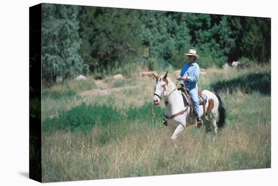 Rider at Bishop's Lodge in Santa Fe, New Mexico, USA-null-Stretched Canvas