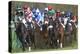 Riders and Racehorses Galloping around Racecourse-null-Premier Image Canvas