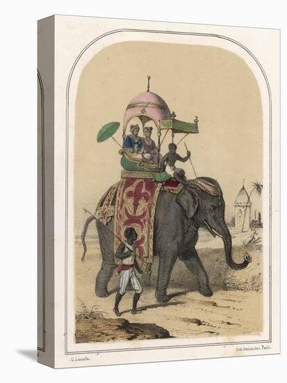 Riding an Indian Elephant in a Howdah-Louis Lassalle-Premier Image Canvas