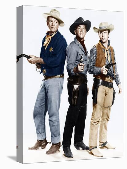 RIO BRAVO, from left: John Wayne, Dean Martin, Ricky Nelson, 1959-null-Stretched Canvas