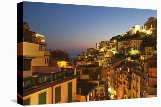 Riomaggiore Rooftops and the Castle at Dusk-Mark Sunderland-Premier Image Canvas