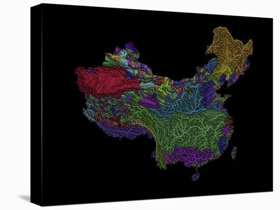 River Basins Of China In Rainbow Colours-Grasshopper Geography-Premier Image Canvas