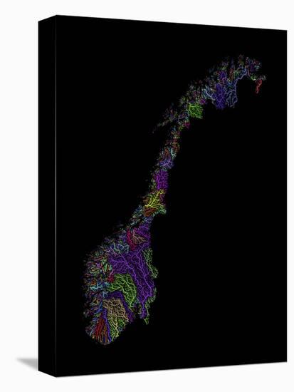 River Basins Of Norway In Rainbow Colours-Grasshopper Geography-Premier Image Canvas