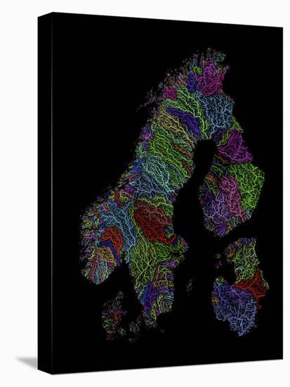 River Basins Of Scandinavia In Rainbow Colours-Grasshopper Geography-Premier Image Canvas