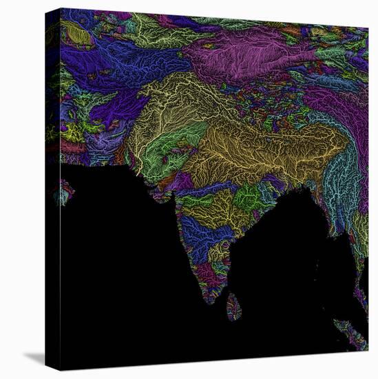 River Basins Of South Asia In Rainbow Colours-Grasshopper Geography-Stretched Canvas