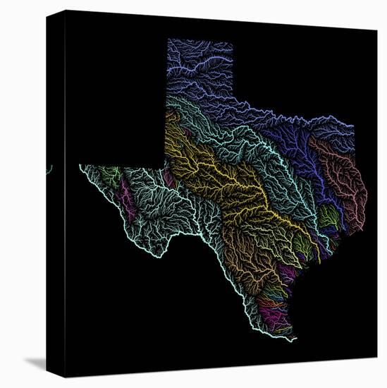 River Basins Of Texas In Rainbow Colours-Grasshopper Geography-Stretched Canvas