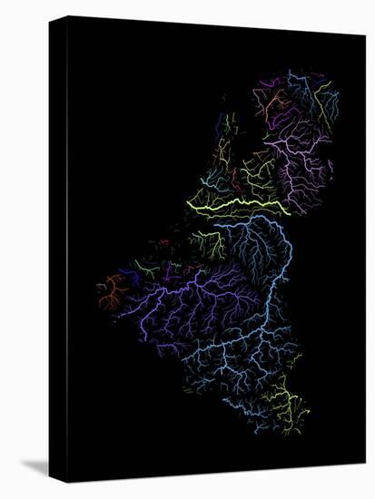 River Basins Of The Benelux States In Rainbow Colours-Grasshopper Geography-Premier Image Canvas