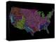 River Basins of the US in Rainbow Colours-Grasshopper Geography-Premier Image Canvas