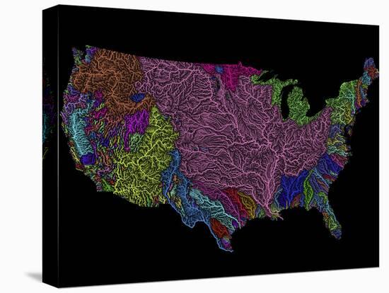 River Basins of the US in Rainbow Colours-Grasshopper Geography-Premier Image Canvas