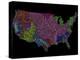 River Basins of the US in Rainbow Colours-Grasshopper Geography-Premier Image Canvas