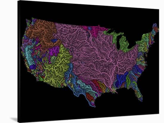 River Basins of the US in Rainbow Colours-Grasshopper Geography-Premier Image Canvas