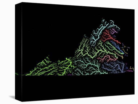 River Basins Of Virginia In Rainbow Colours-Grasshopper Geography-Premier Image Canvas